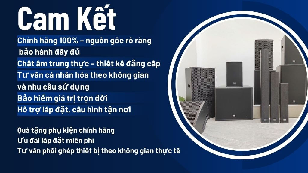 Cam kết sản phảm thiết bị âm thanh 100% chính hãng